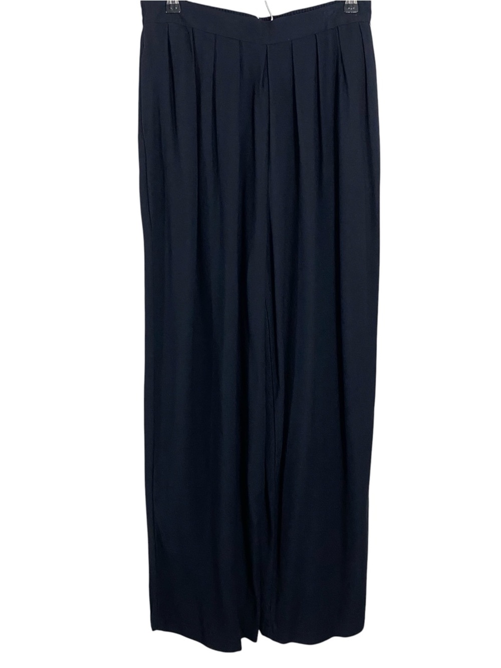 Vintage Express Womens Wide Leg Pants L Dark Navy Blue Pleated Front High Waist